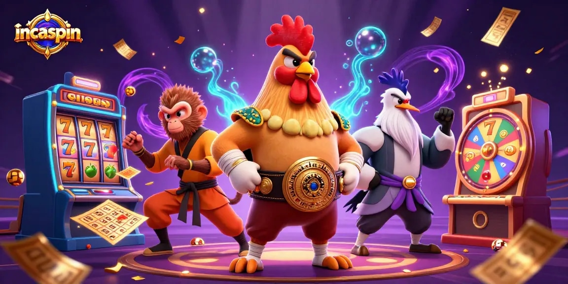 Experience incaspin's vibrant casino scene with dynamic game elements and engaging characters.