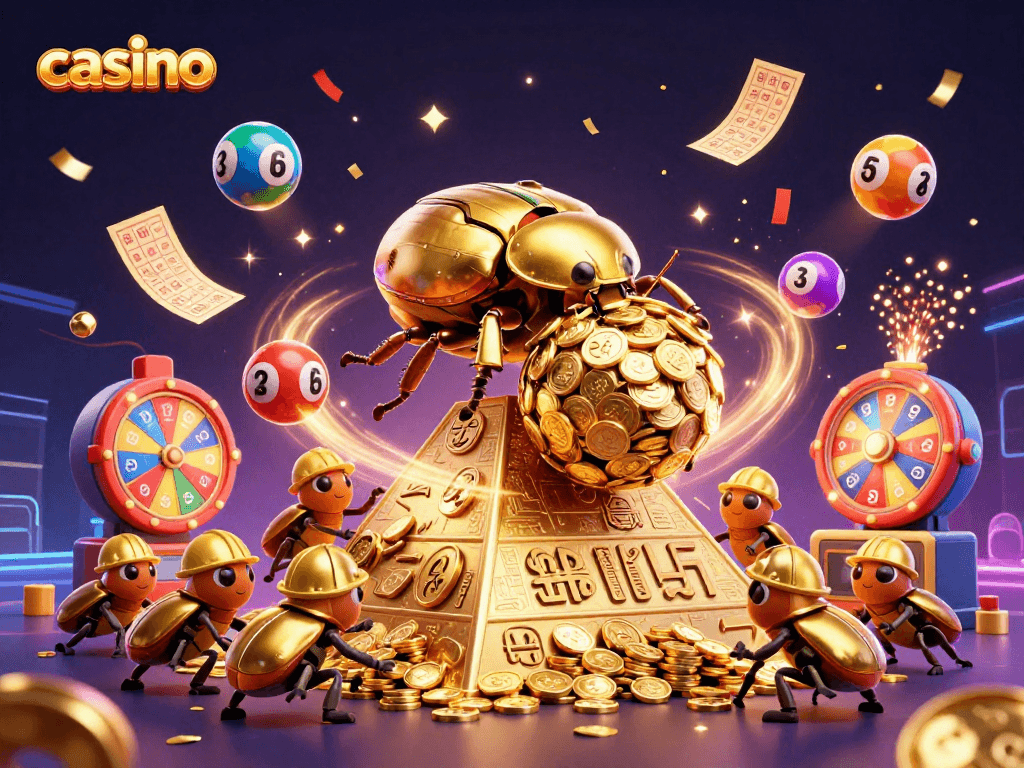 Roll a massive ball of gold coins at this vibrant casino-themed illustration.