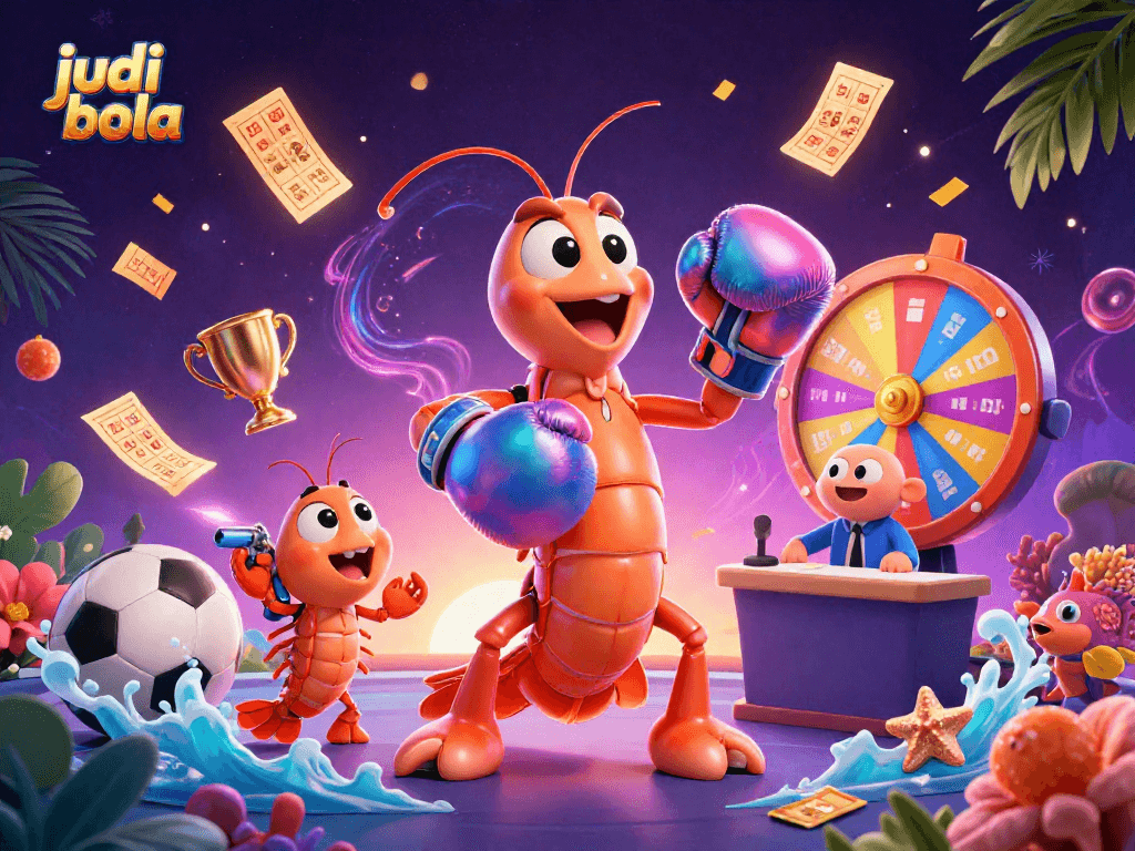 Engage in judi bola with dynamic sports betting elements featuring vibrant characters in an exciting scene.