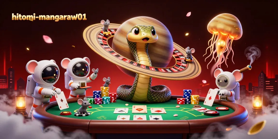 Engage in gaming excitement with hitomi-mangaraw01 at a cosmic roulette table featuring a snake dealer.