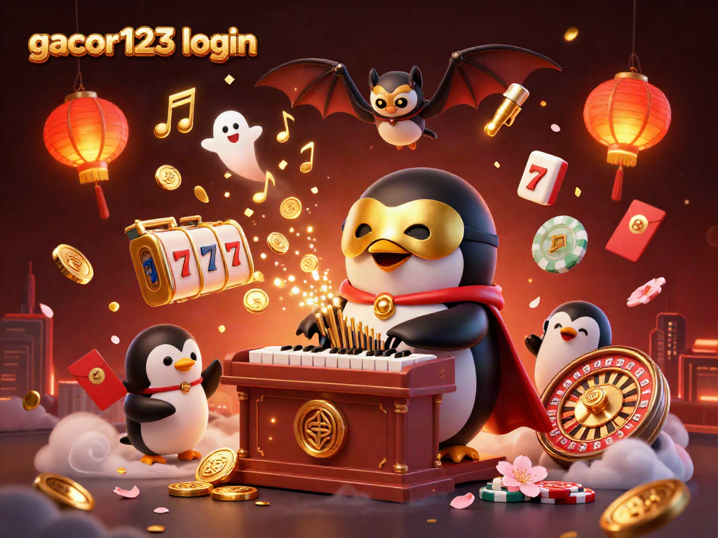 Experience the excitement of gacor123 login with a vibrant casino-themed illustration.