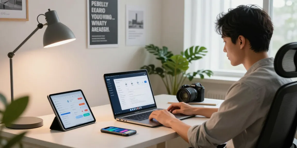 快连 user interface displayed on a laptop in a modern home office, showcasing productivity and digital connectivity.