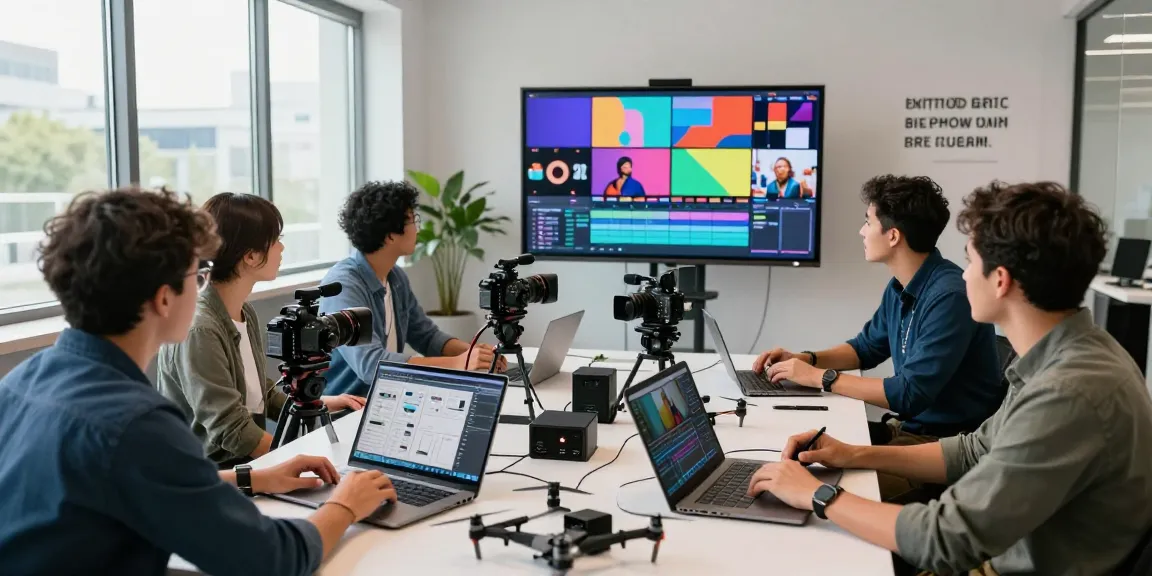 Corporate Video Production Company in Singapore team collaborating in a modern studio.