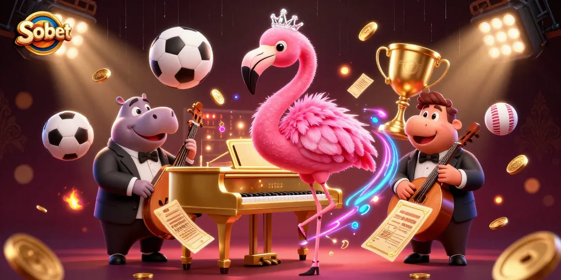 Engage with Sbobet's exciting sports betting, featuring dynamic cartoon characters and vibrant game elements.