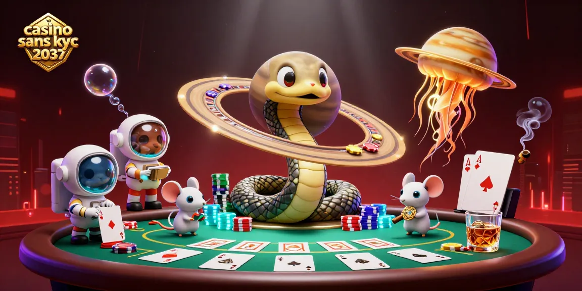 Profitez de l'expérience de jeux dans un casino sans KYC 2037 avec une illustration de style cartoon captivante.