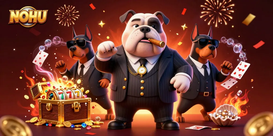 Experience exciting gameplay at NOHU casino with vibrant 3D illustration of gaming elements and characters.