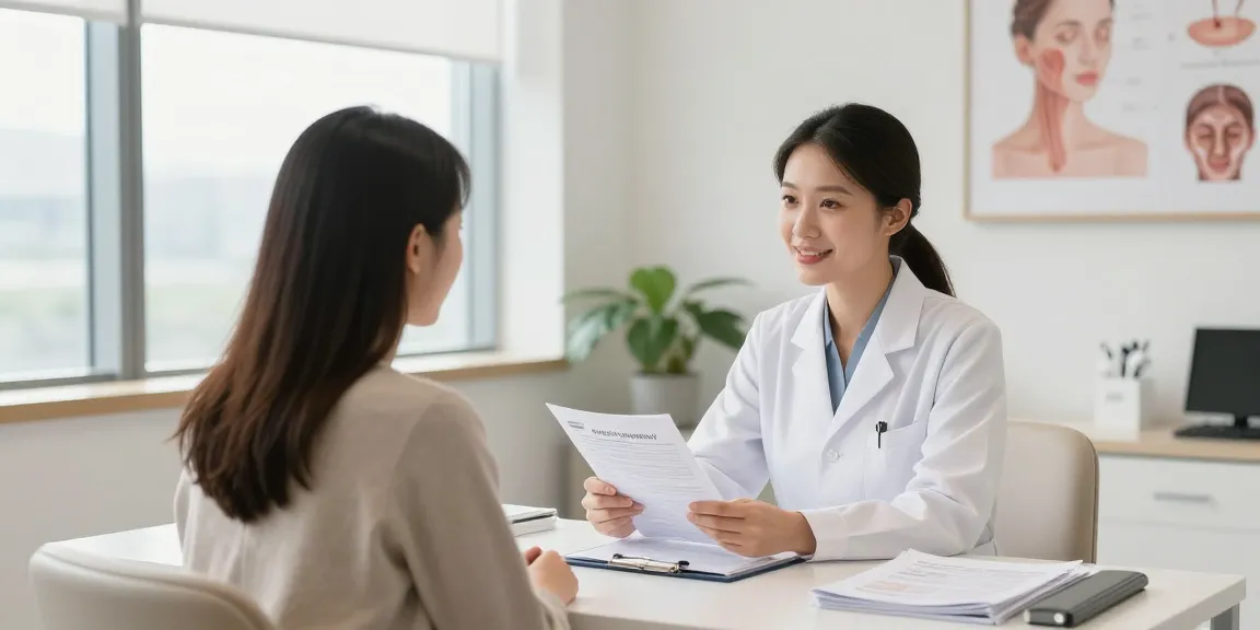 医療脱毛+クリニックの選択肢を示す皮膚科クリニックでの医療相談。