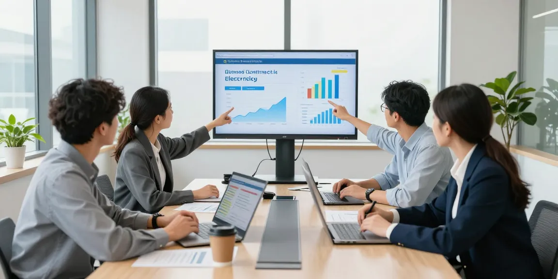 Collaboration on deemed contracts business electricity in a modern office setting.