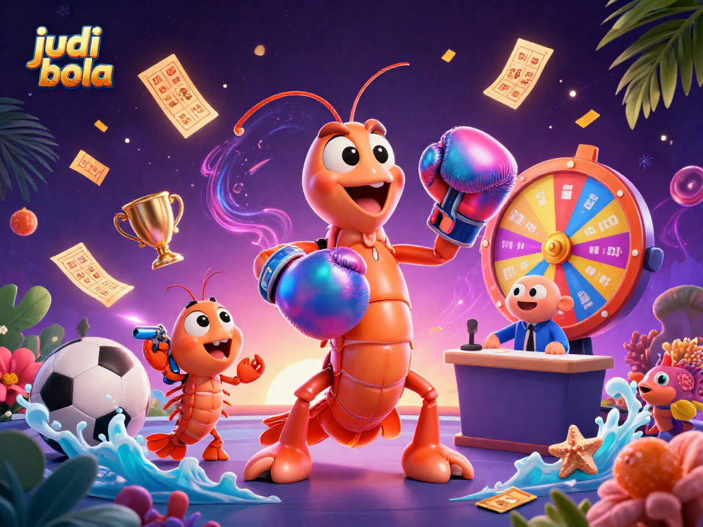 Engage in judi bola with dynamic sports betting elements featuring vibrant characters in an exciting scene.