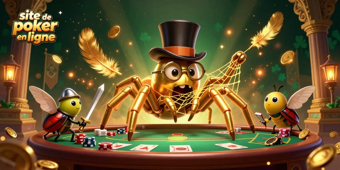 Jouez au poker sur un site de poker en ligne, face à une araignée dorée et un chevalier courageux.