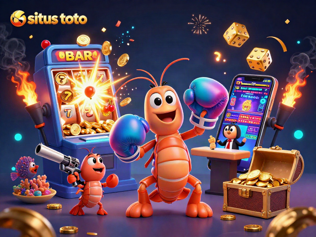 Experience thrilling wins with situs toto's dynamic casino scene featuring vibrant characters and golden jackpots.