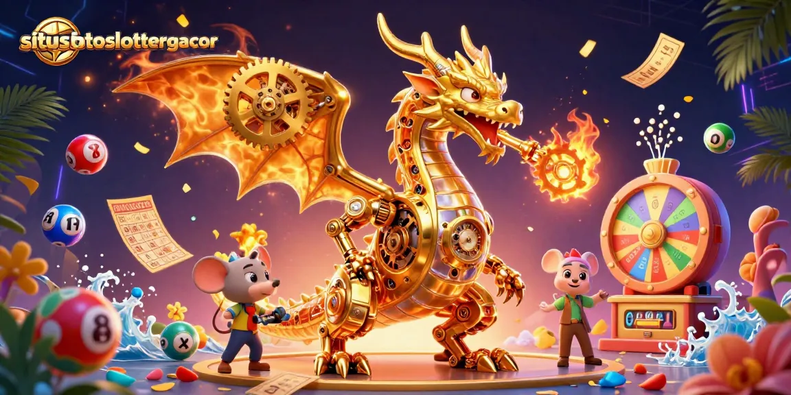 Experience thrilling gameplay at situstotoslottergacor with vibrant lottery elements in a dynamic casino scene.