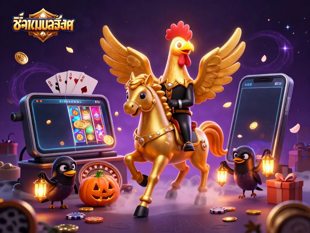Engage with the colorful slot game atmosphere as "ชื่อเกมสล็อต" illuminates the midnight casino scene.