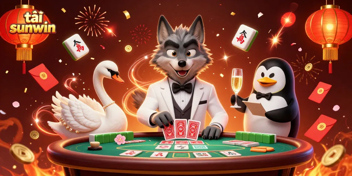 Experience the excitement of tải sunwin through this illustrated casino scene featuring the debonair wolf and elegant characters.