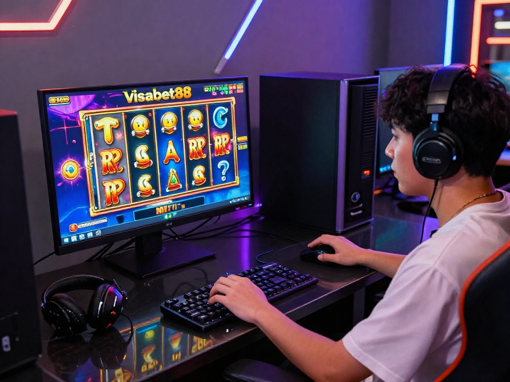 Immersive online gaming experience on Visabet88 with vibrant colors and excitement in the pasaran togel.