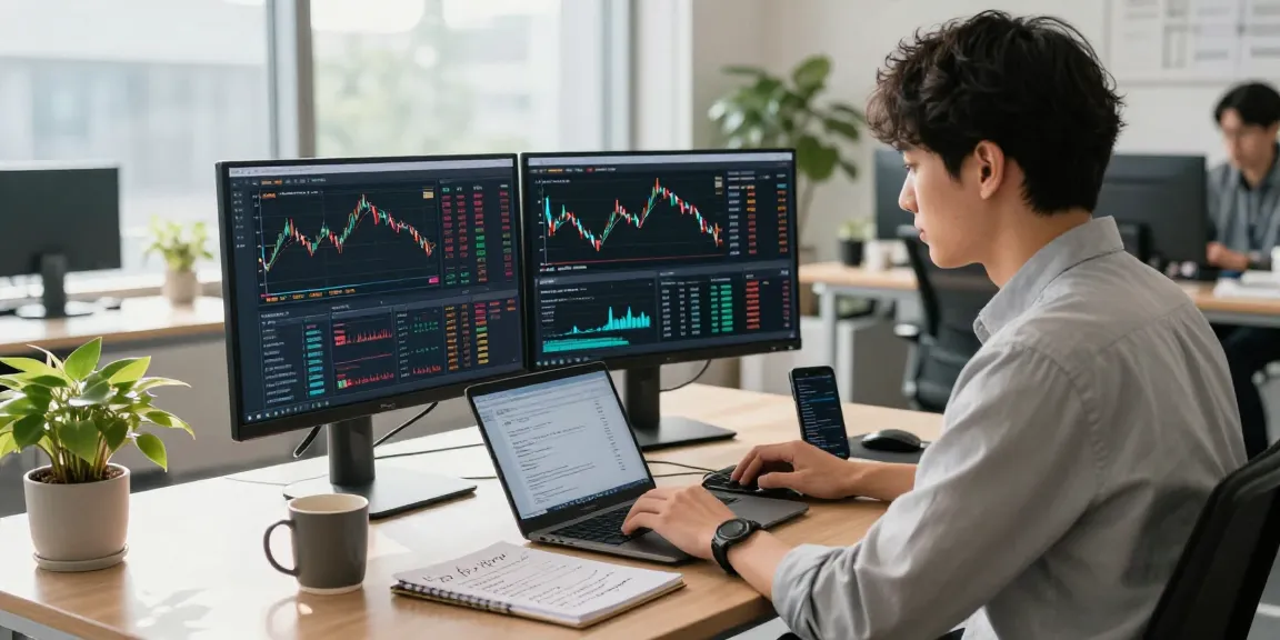 Real-time multi-ticker Japan stock API data displayed on screens in a modern office.