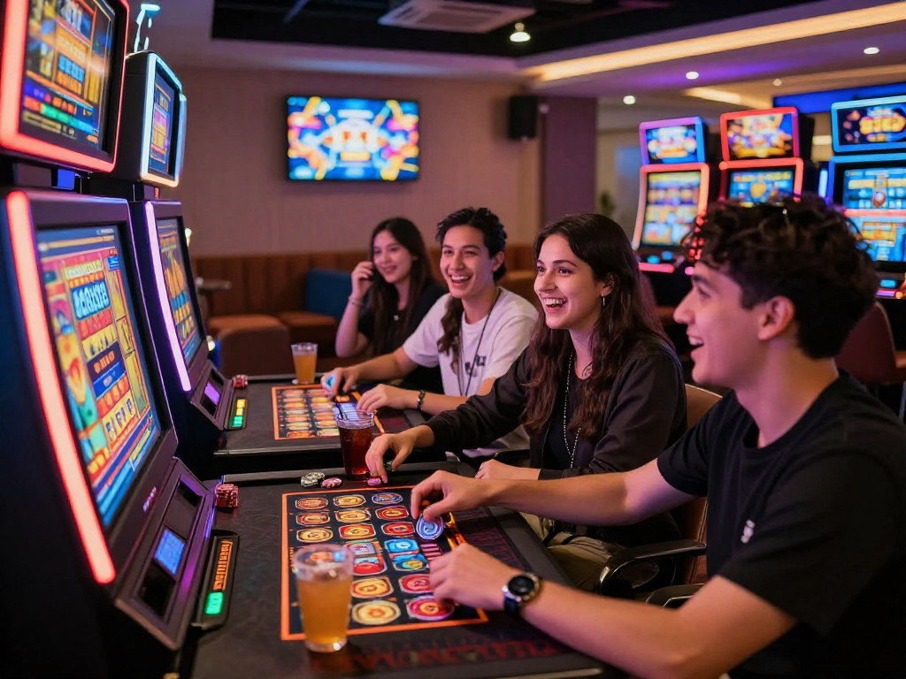 Experience the thrill of rokok88 slot login at a vibrant gaming lounge.