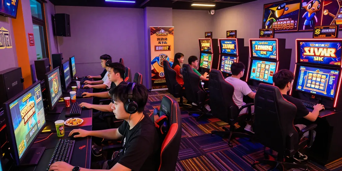 Engaged players enjoying slot depo 5k games in a vibrant gaming lounge with exciting atmosphere.