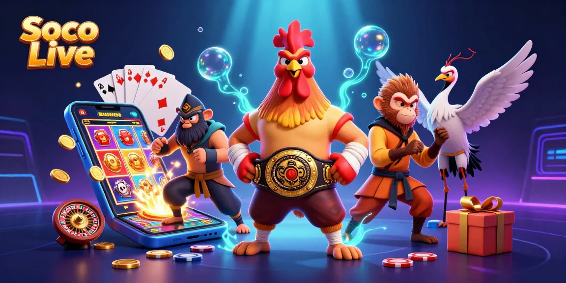 Soco Live ignites the casino experience with vibrant 3D characters, dynamic games, and golden coins.