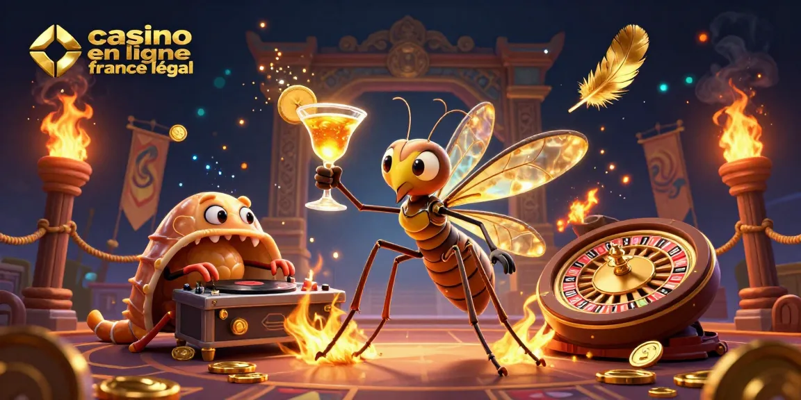 Jouez au casino en ligne France légal avec des personnages animés créatifs dans une scène dynamique.