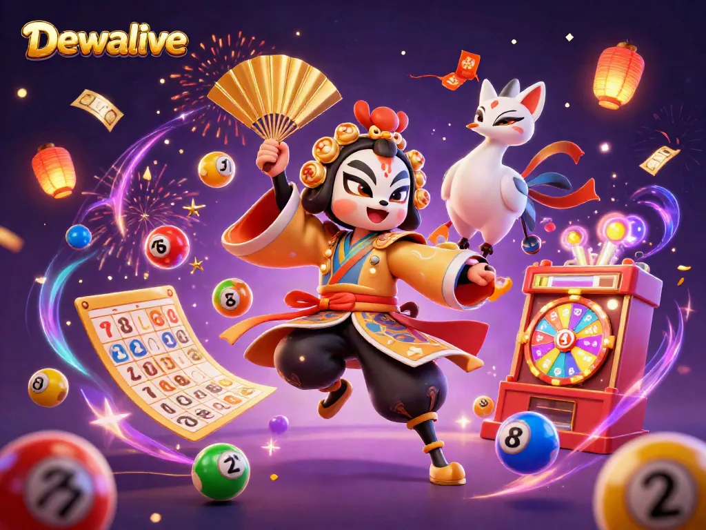 Experience the excitement of Dewalive's online lottery with a vibrant and dynamic 3D illustration.