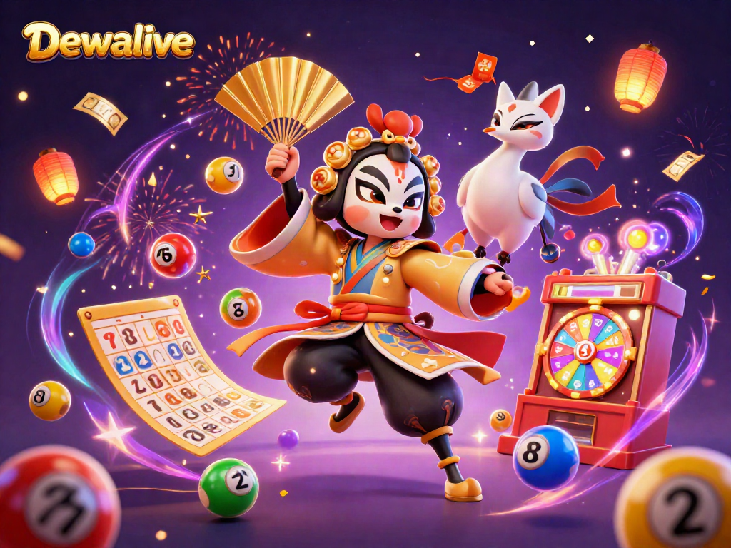 Experience the excitement of Dewalive's online lottery with a vibrant and dynamic 3D illustration.