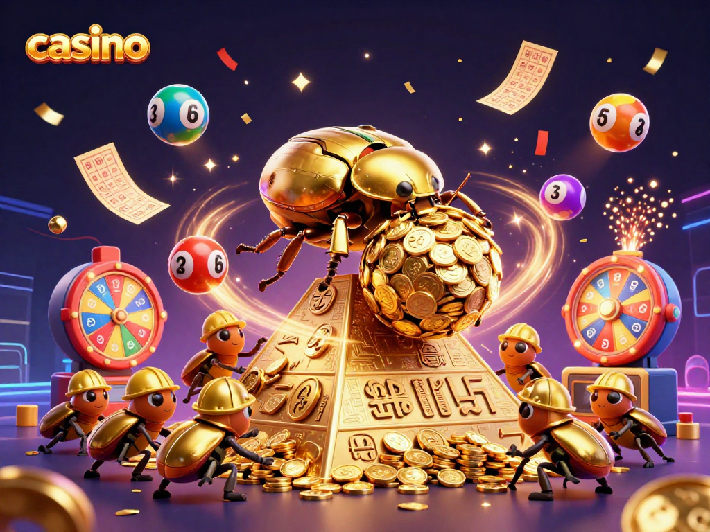 Roll a massive ball of gold coins at this vibrant casino-themed illustration.