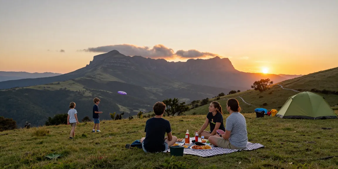 Accommodation Magaliesberg offers a family picnic with stunning mountain views.