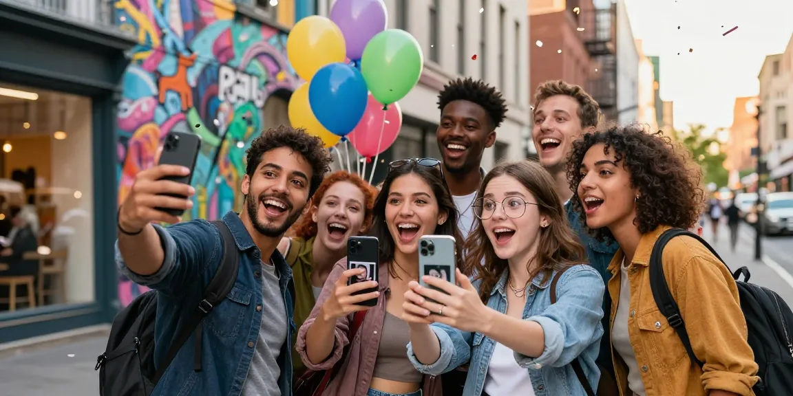 Friends enjoying the fun of finding out their celebrity i look like using an AI face identifier app.