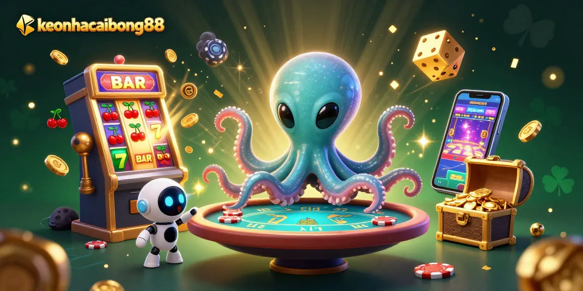 Engage with keonhacaibong88 in this vibrant alien-themed casino illustration.