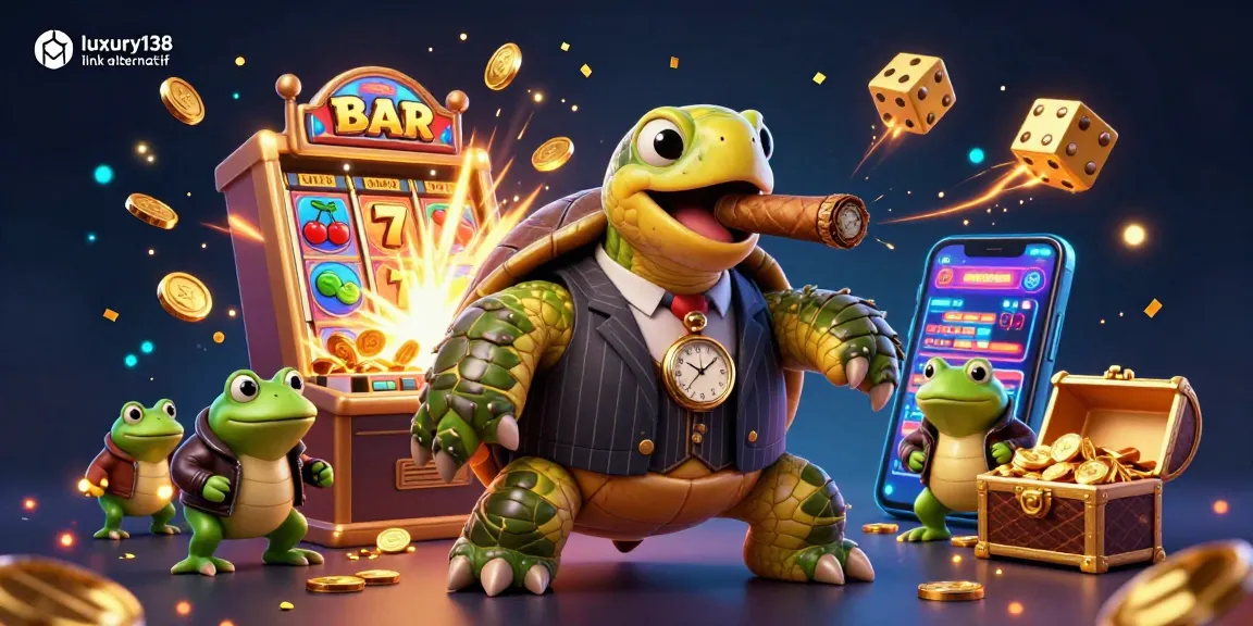 Experience luxury138 link alternatif with exciting casino elements in vibrant, detailed 3D illustration.