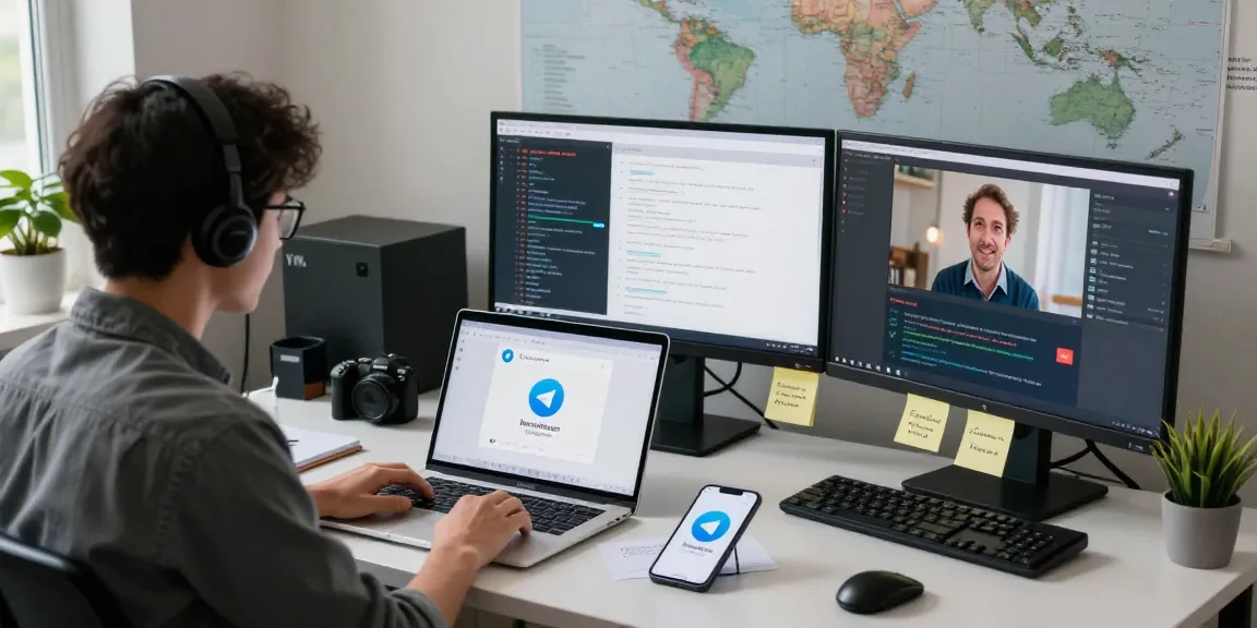 Fixing telegram china fix error in a modern tech workspace with a professional troubleshooting device.