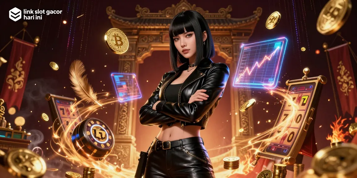 Terlibatlah dengan dunia menarik dari link slot gacor hari ini dalam ilustrasi digital 3D yang cerah yang menampilkan elemen-elemen dinamis kasino.