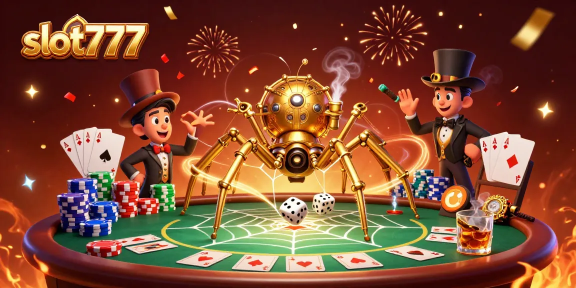 Experience the thrill of slot777 games and dynamic wins in a richly detailed 3D casino illustration.