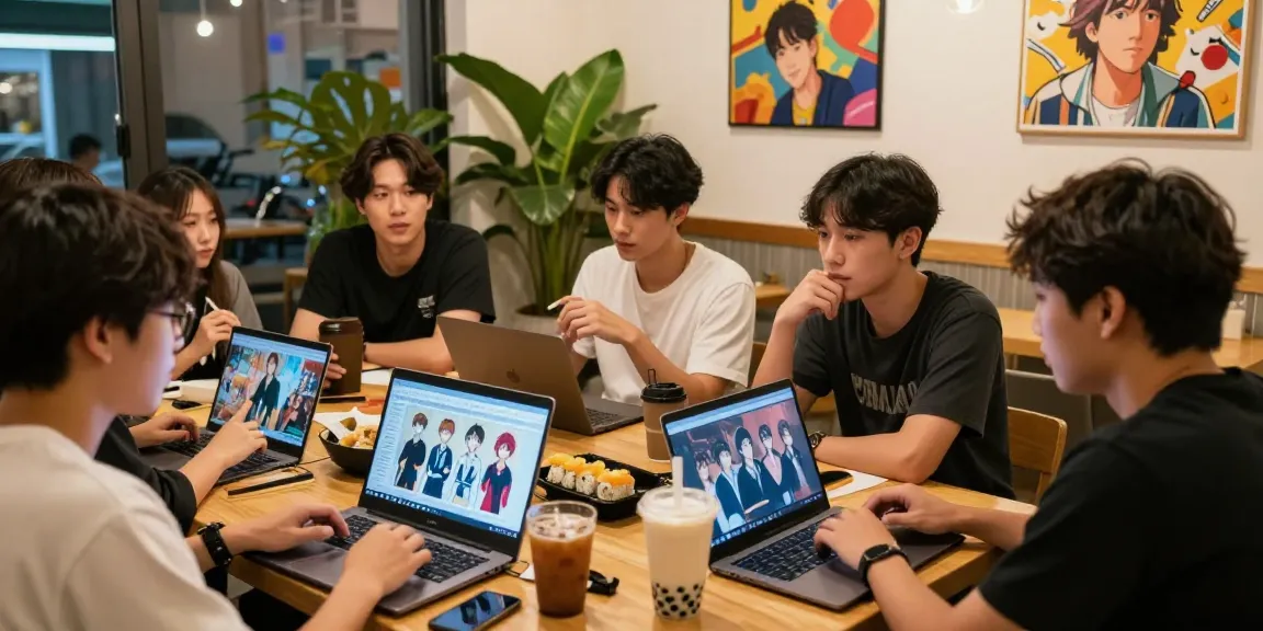 Engaging cultural discussions in a cozy cafe highlighting Asian pop culture at https://hanadultalk.com.