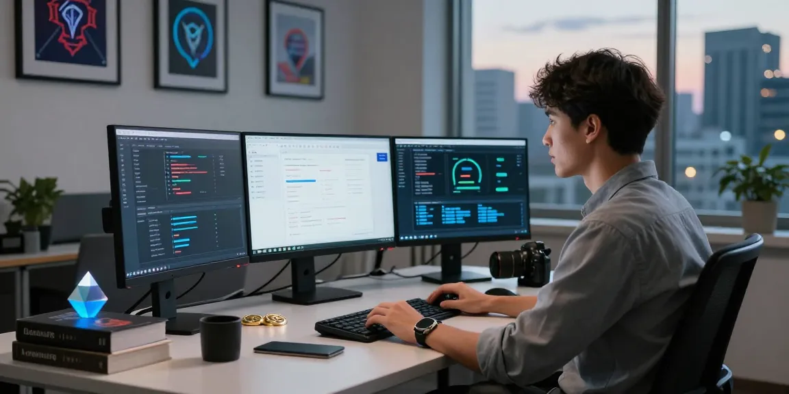 Recover lost crypto with a cryptocurrency recovery expert working at a modern office desk filled with digital tools and analytics.