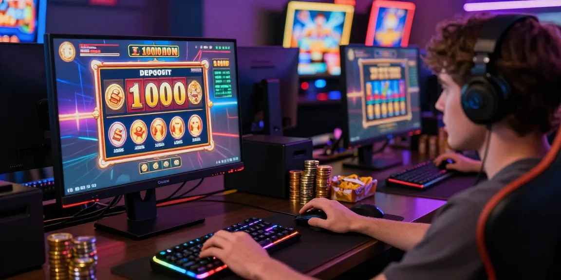 Player enjoying an immersive online gaming experience with slot deposit 1000 feature on screen, showcasing vibrant virtual casino atmosphere.