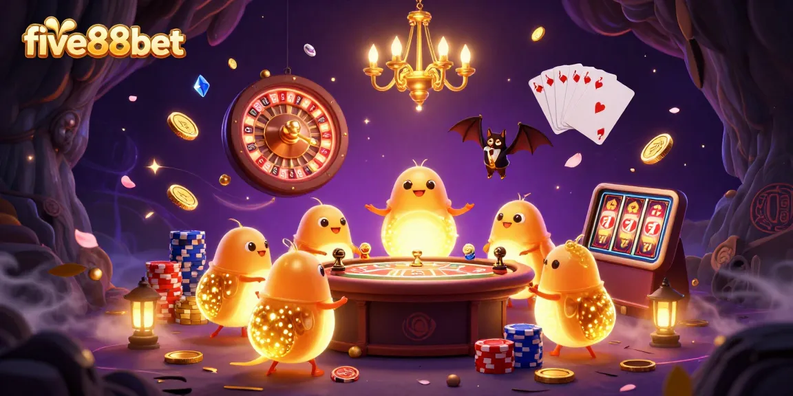 Experience vibrant casino action at five88bet with bioluminescent glowworms illuminating the excitement.