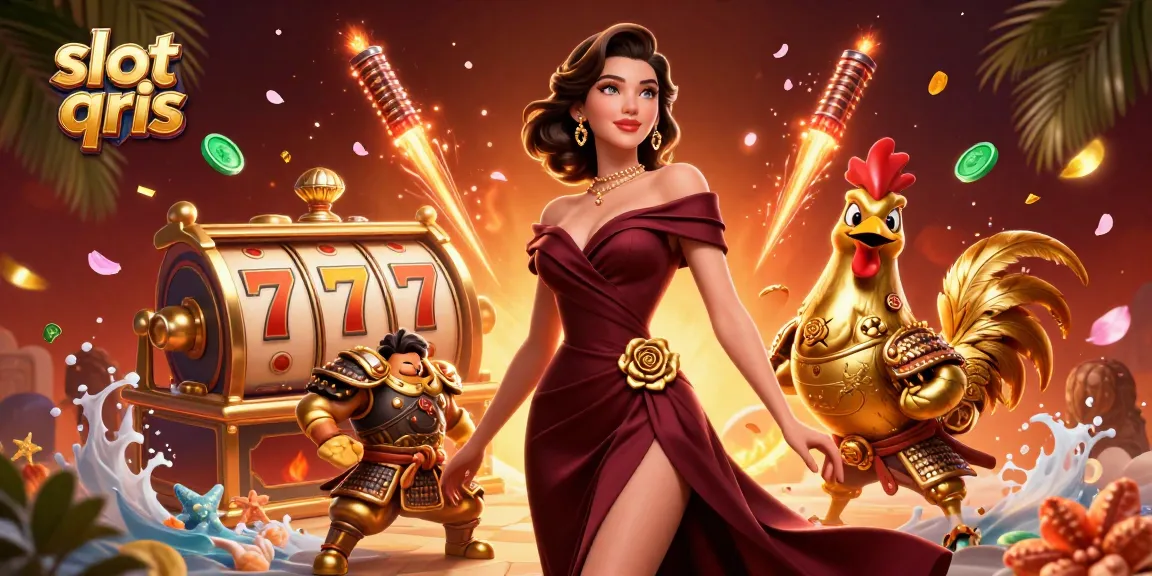 Engage with slot qris gameplay in a vibrant, cinematic 3D illustration featuring glamorous characters.