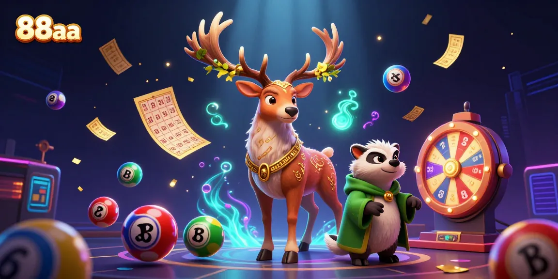 88aa players experience thrilling casino excitement surrounded by dynamic colorful lottery elements.