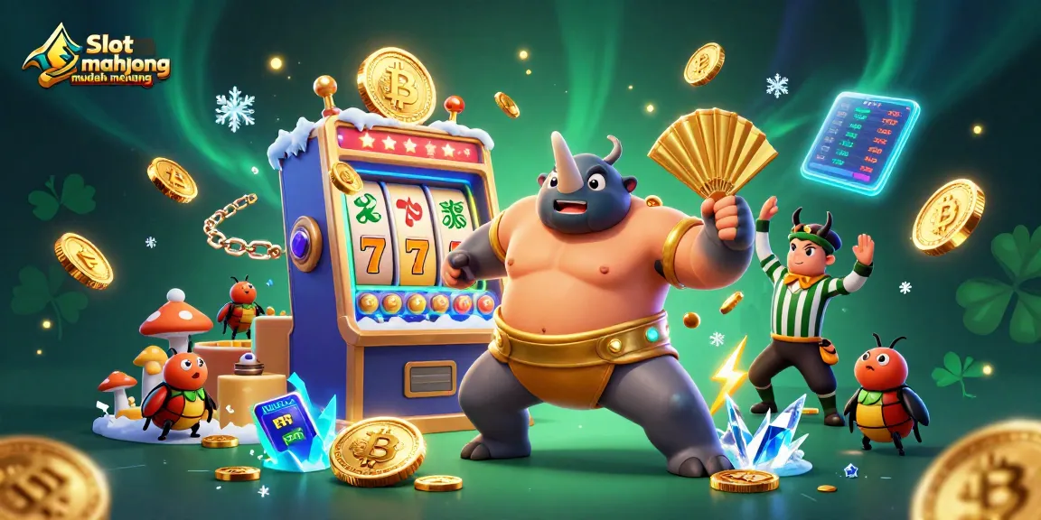 Spin to win with Slot mahjong mudah menang featuring vibrant gambling scenes and exciting elements