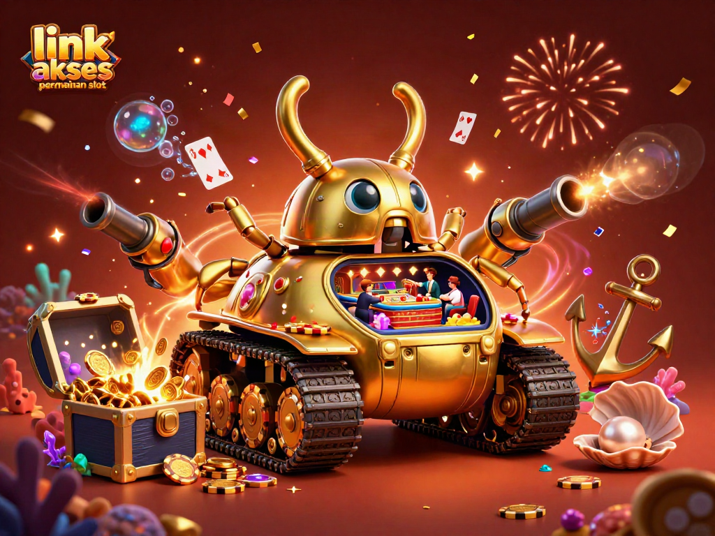 Link akses permainan slot dengan karakter kasino 3D yang dinamis dan penuh warna.