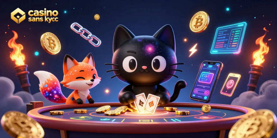 Plongez dans un univers fascinant de casino sans kyc 2026 avec un chat noir cosmique et un renard nébuleux.