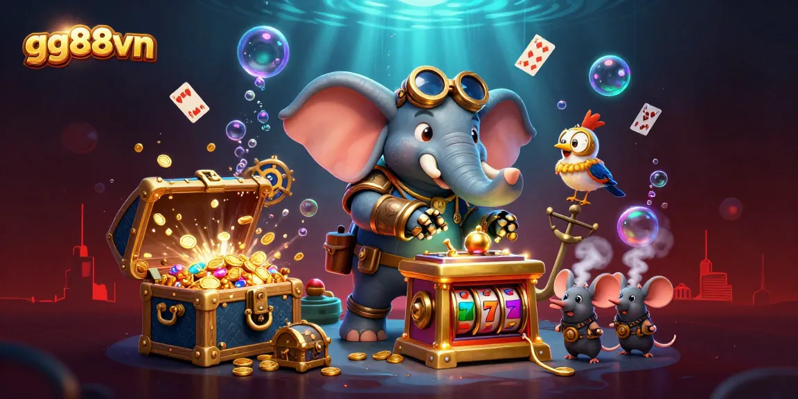 Spin the golden slot machine at gg88vn as the steampunk elephant engineers your luck.