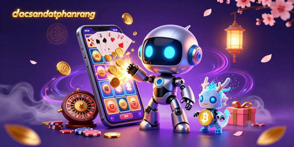 Experience the vibrant world of dacsandatphanrang with the charming 3D robot and gaming elements!