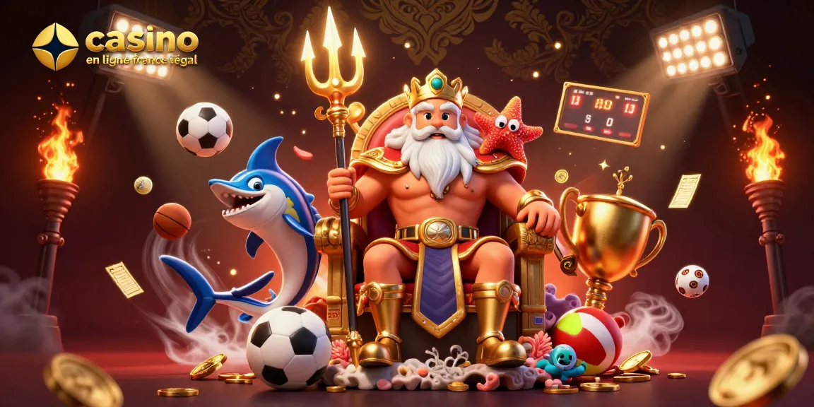 Jouez sur un casino en ligne légal en France avec Neptune, un décor dynamique et des éléments sportifs.