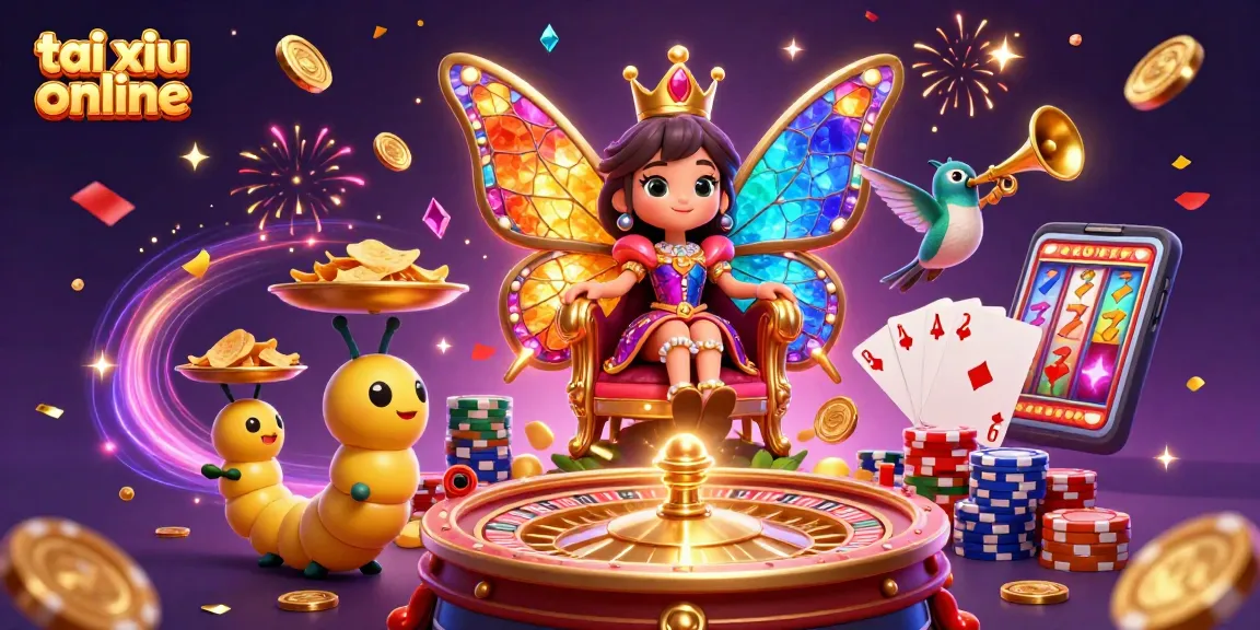 Experience tai xiu online with vivid illustrations, showcasing a vibrant casino atmosphere full of excitement.